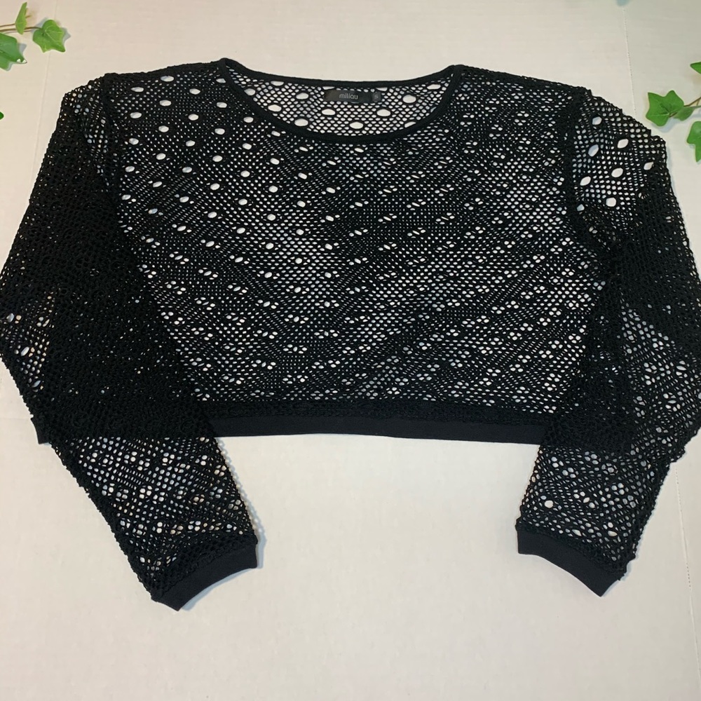 Millau Knitted Long Sleeve Crop Top - Size Small